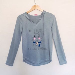 ❌SOLD❌jenni Caffeine & Mascara Chipmunk Grey Hood Shirt